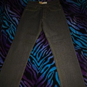 black straight leg denim jeans